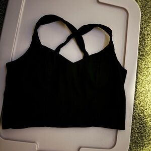 Women's M cropped linen halter top black adjustable a new day